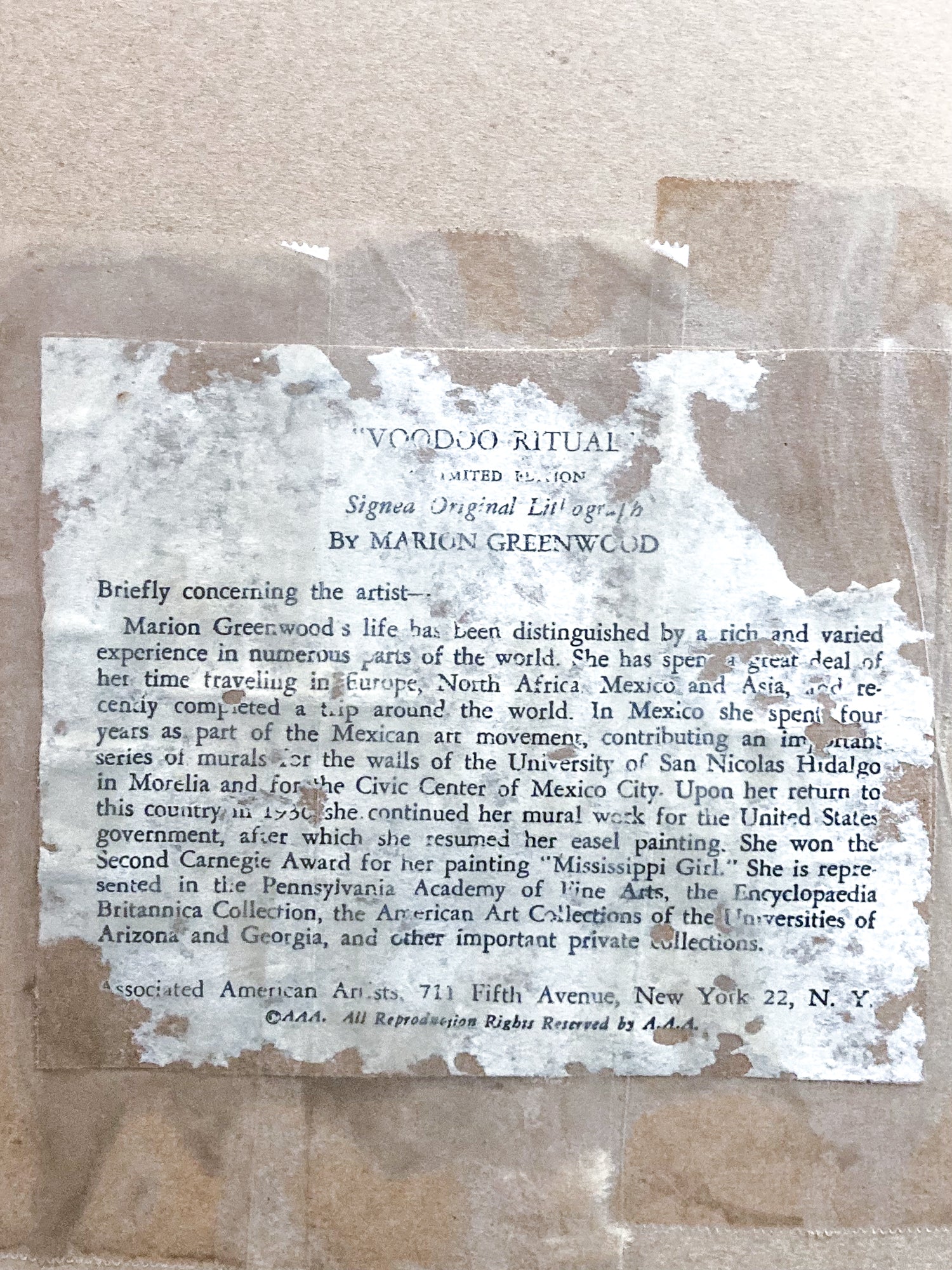 Vintage Marion Greenwood 1951 “Voodoo Ritual” Lithograph Framed Print - Image 9