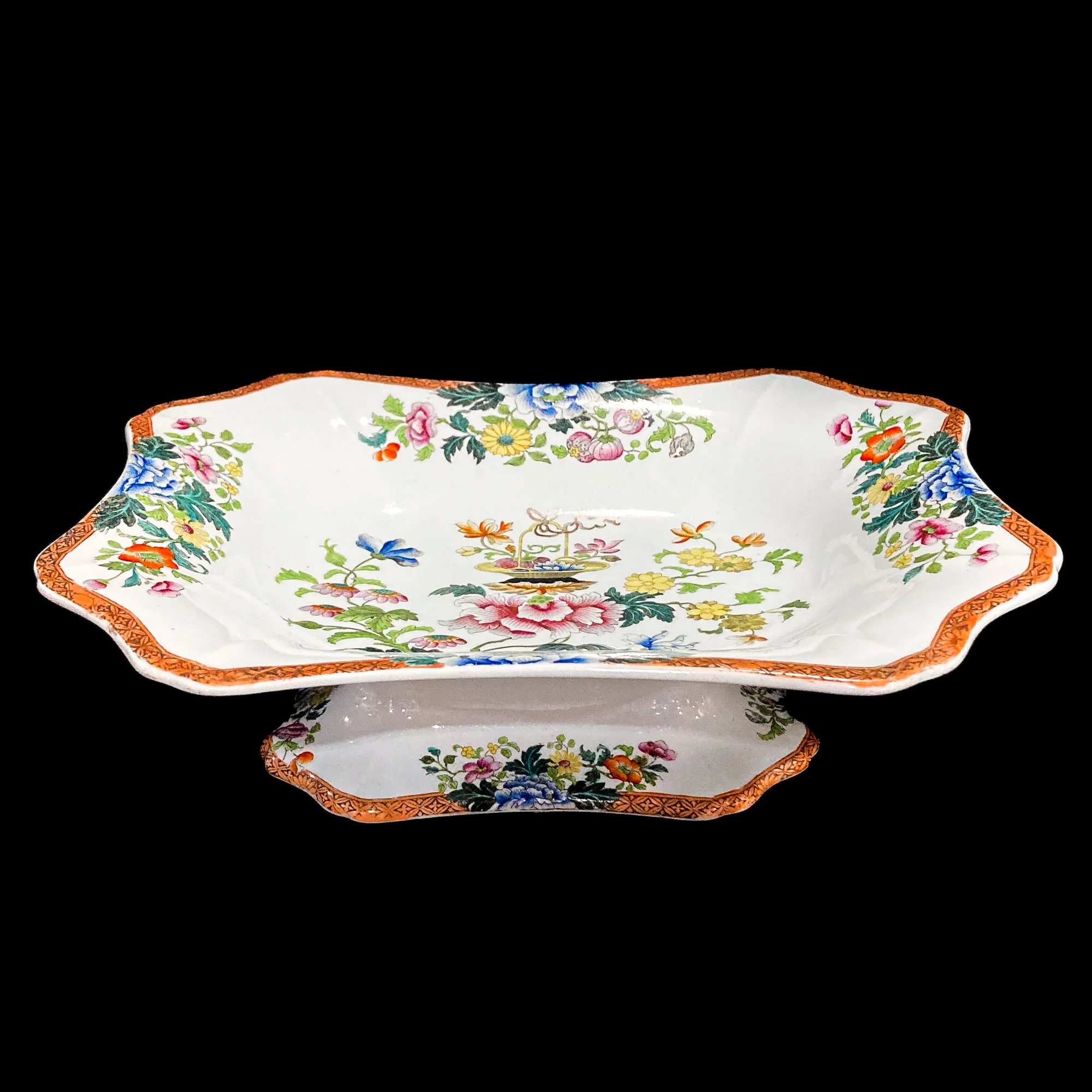 Antique 1850s Wedgwood Enameled Multicolor Floral Footed Compote Dish - Image 10