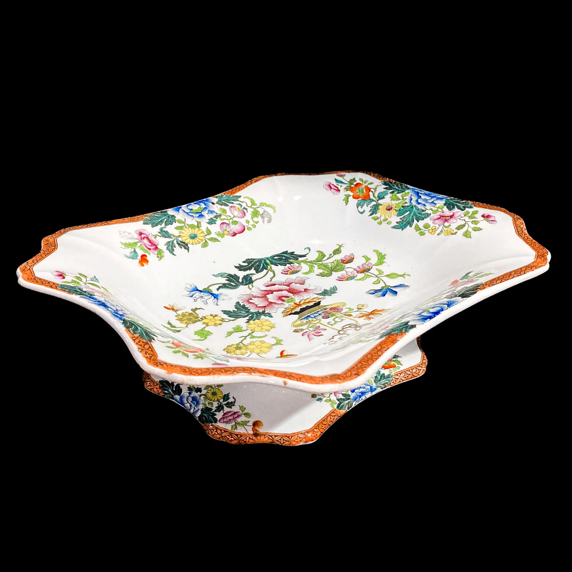 Antique 1850s Wedgwood Enameled Multicolor Floral Footed Compote Dish - Image 11
