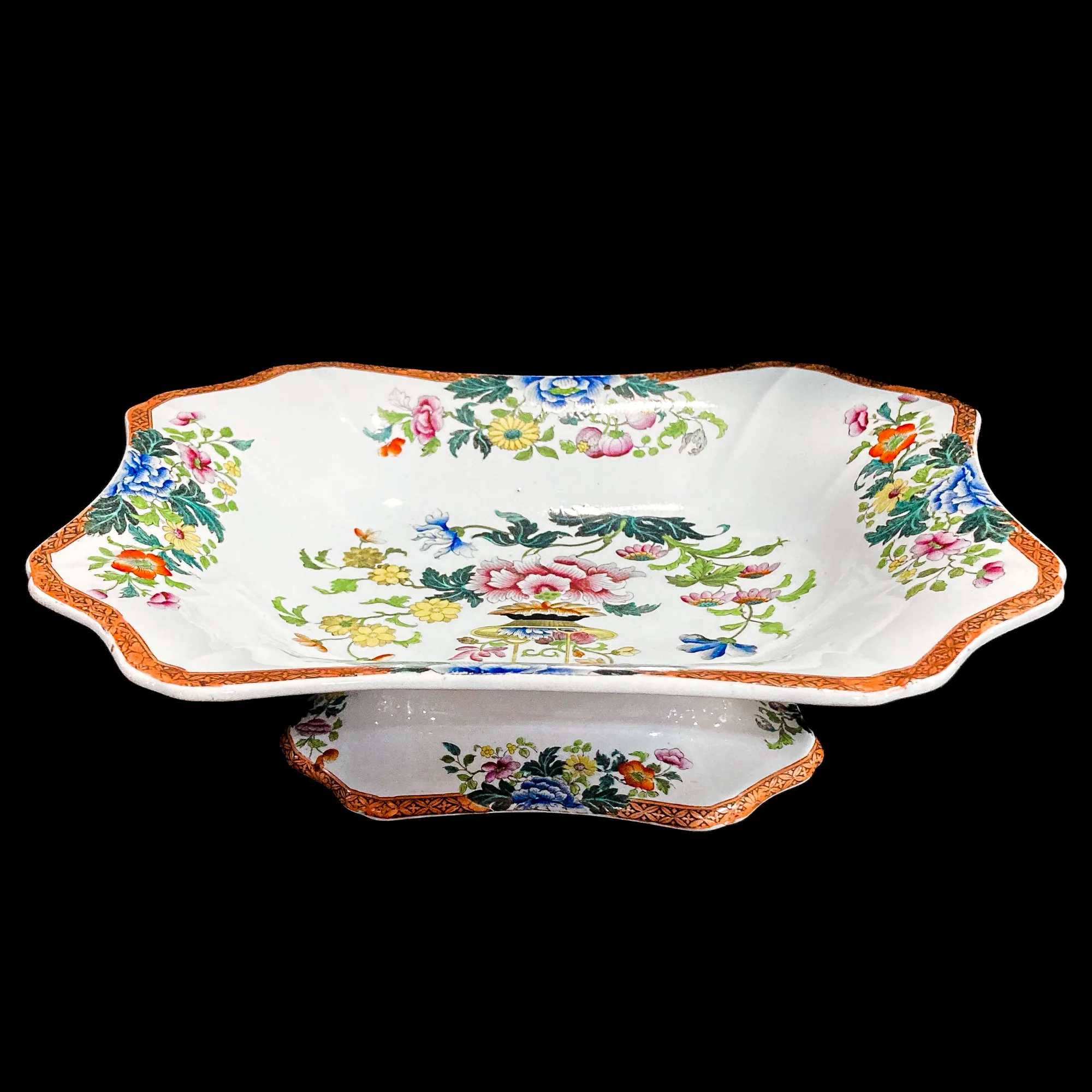 Antique 1850s Wedgwood Enameled Multicolor Floral Footed Compote Dish - Image 12