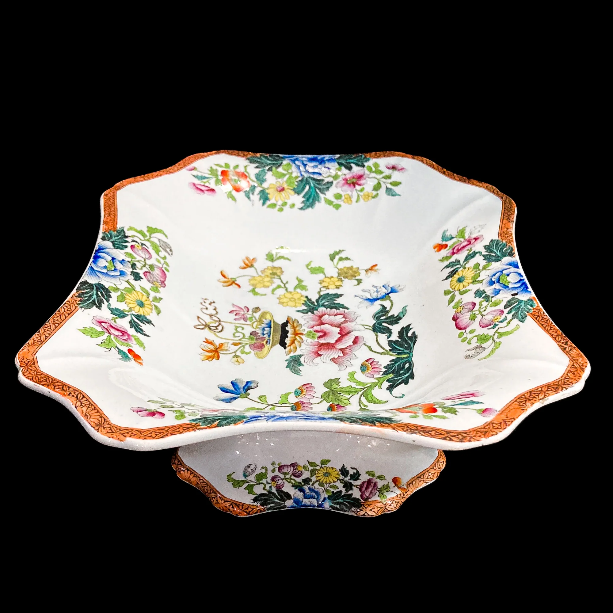 Antique 1850s Wedgwood Enameled Multicolor Floral Footed Compote Dish - Image 13