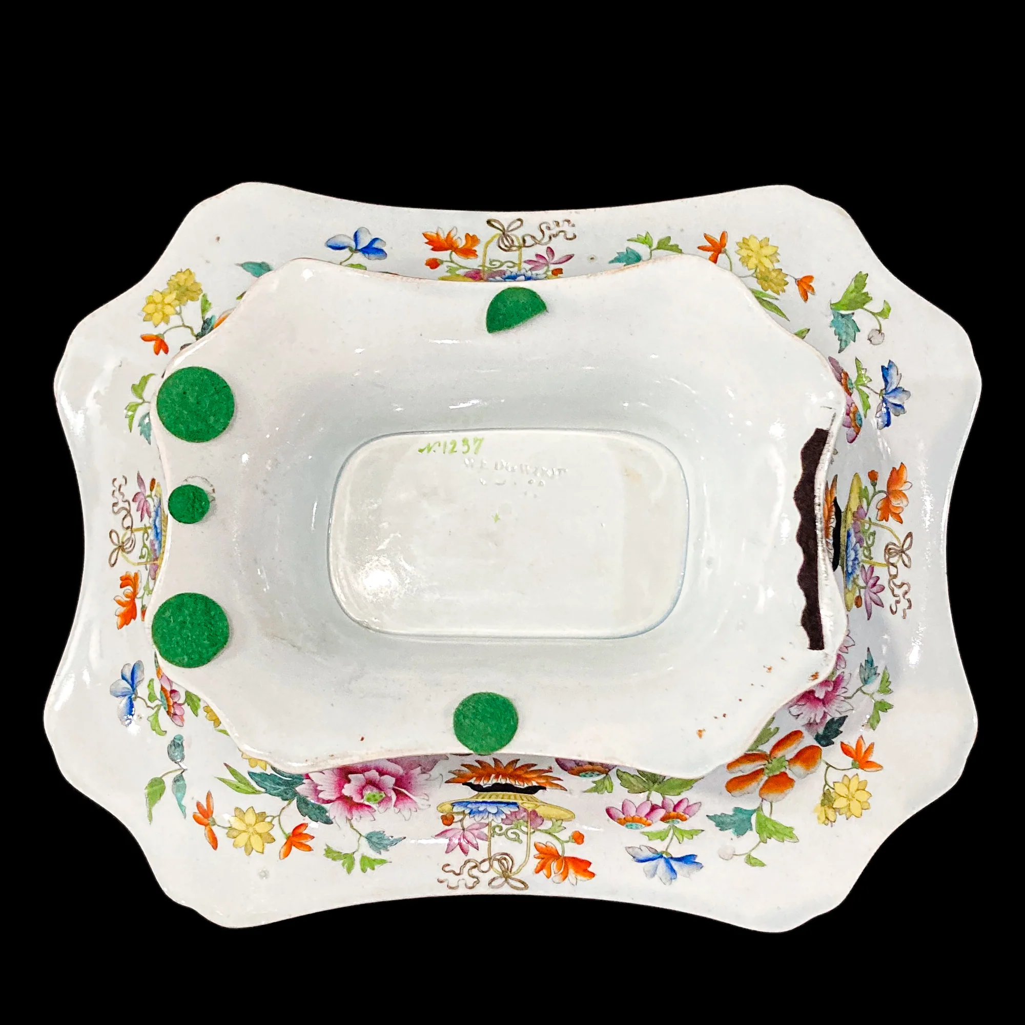 Antique 1850s Wedgwood Enameled Multicolor Floral Footed Compote Dish - Image 14