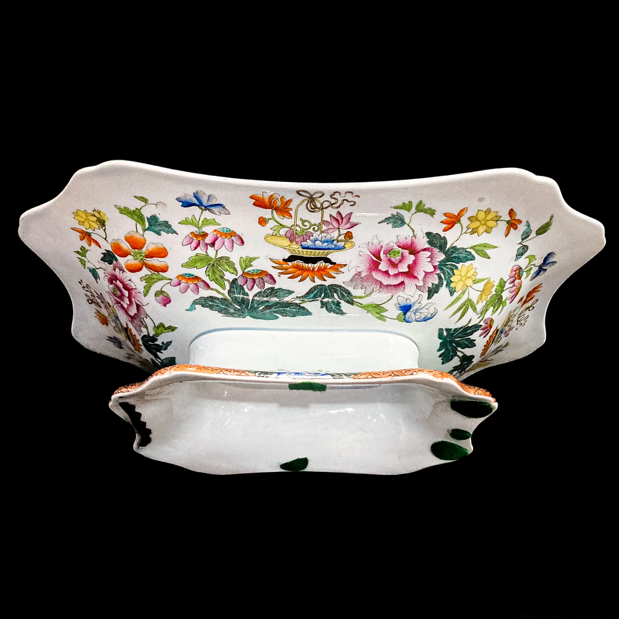 Antique 1850s Wedgwood Enameled Multicolor Floral Footed Compote Dish - Image 15