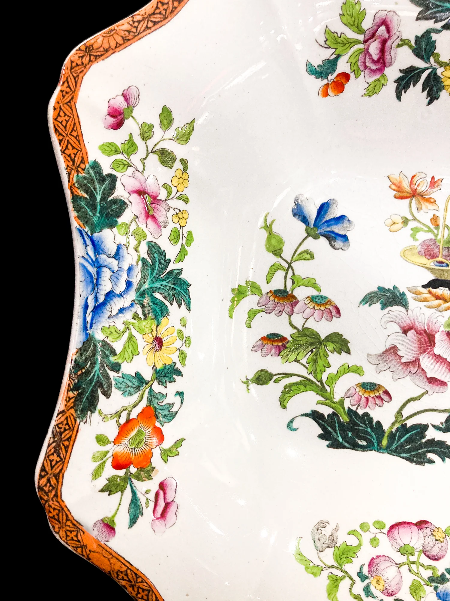 Antique 1850s Wedgwood Enameled Multicolor Floral Footed Compote Dish - Image 17