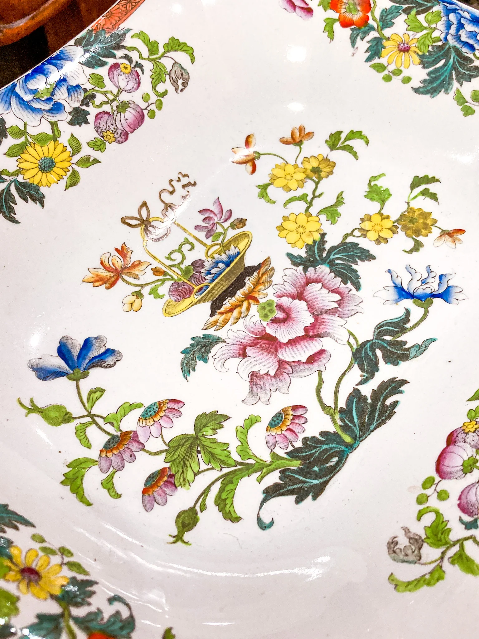 Antique 1850s Wedgwood Enameled Multicolor Floral Footed Compote Dish - Image 3