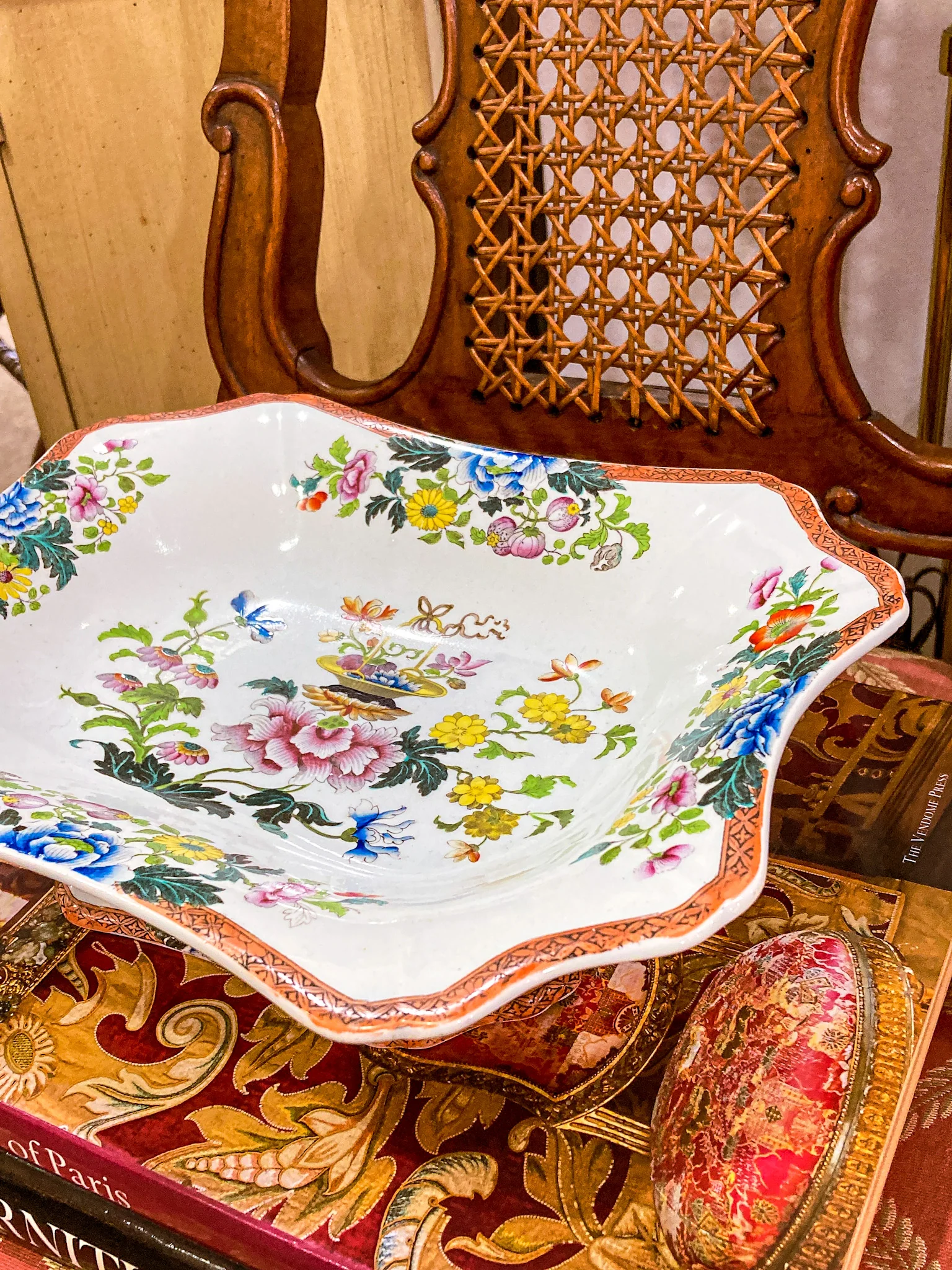 Antique 1850s Wedgwood Enameled Multicolor Floral Footed Compote Dish - Image 4