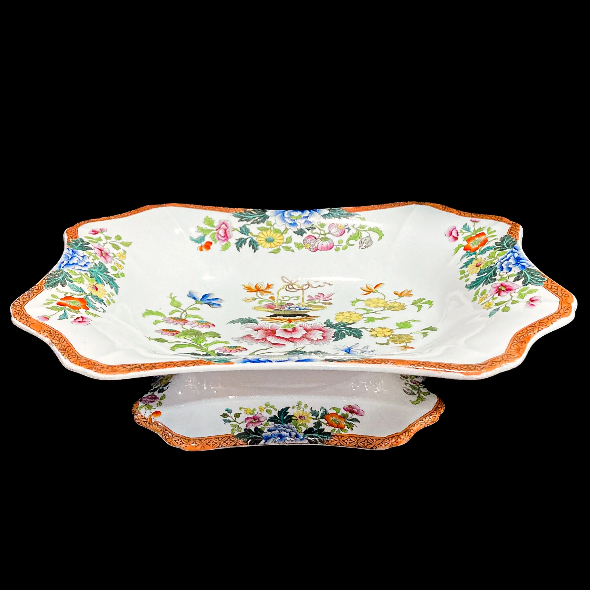 Antique 1850s Wedgwood Enameled Multicolor Floral Footed Compote Dish - Image 9